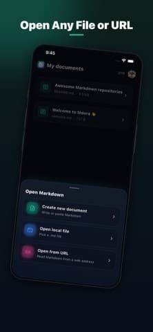 شاشة فتح ملف من تطبيق الملفات داخل Mdora
